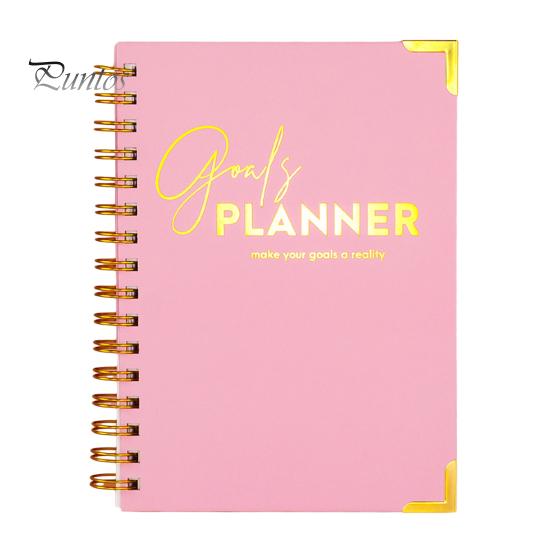 Make Your Goals A Reality Planner 2026 Weekly Notebook Spiral Bound Goal Journal with Elegant Cover Smooth Lines Design Setting & Task Tracking