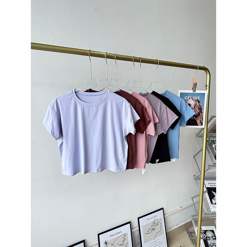 Lu Same Sports T-shirt Women's Short Summer Thin Quick-Drying Loose Breathable Outdoor Sports Yoga T-shirt Workout Clothes