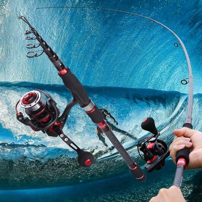 Fishing Combos Carbon Fiber Telescopic Fishing Rod with Spinning Fishing Reel Fishing Tackle Tool
