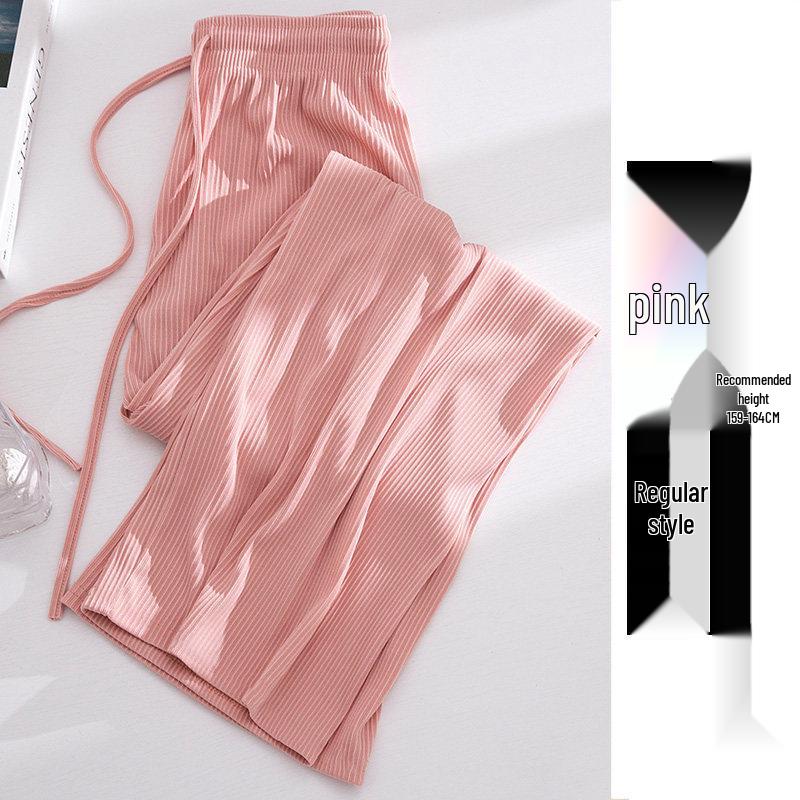 Ice Silk High-Waisted Wide-Leg Pants for Women - Summer Thin Style, Plus Size, Petite, Straight Leg, Drape, Casual, Slimming, Sun Protection