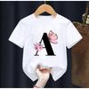 Summer Beautiful Letters Pink Flowers and Butterflies Printed Kids T Shirt Girls Tops Casual Baby Girl T-Shirt  Fashion Short