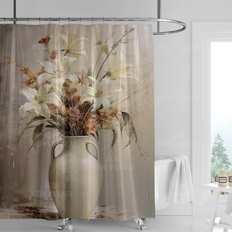 

Retro Tropical Leaves Shower Curtain Waterproof Extended Bathroom Bathtub Shower Curtain /Bathroom Decorative Curtain 180X180Cm W60H190(CM)-1 Pcs
