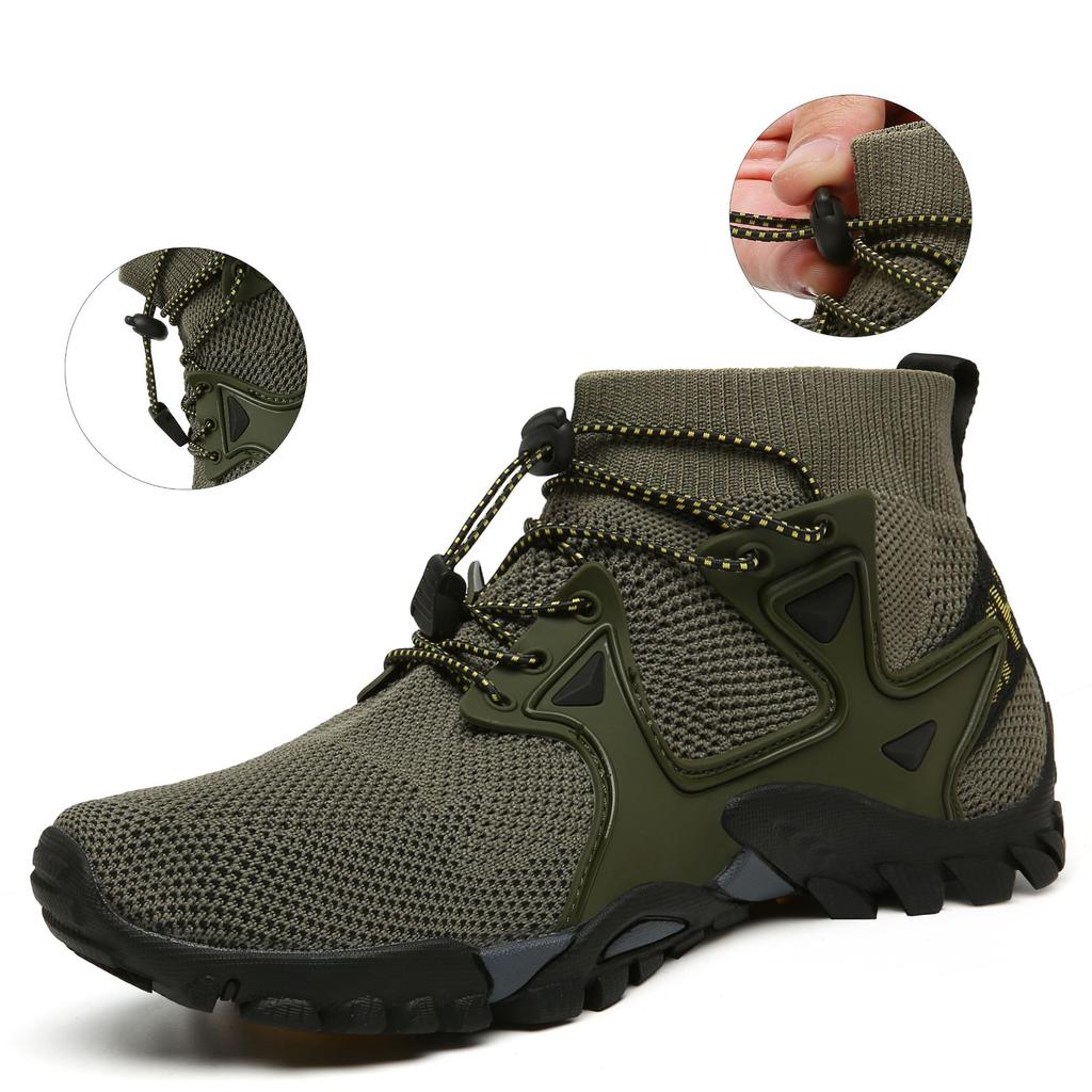 Slip-on Outdoor Sports On Foot Mountaineering Upstream Sneaker Plus Size Platform Mesh Surface Breathable Flyknit Shoes Men and Women