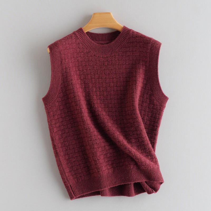 

Женский пуловер без рукавов из 100% кашемира, сетчатой вязки, для осени и зимы M