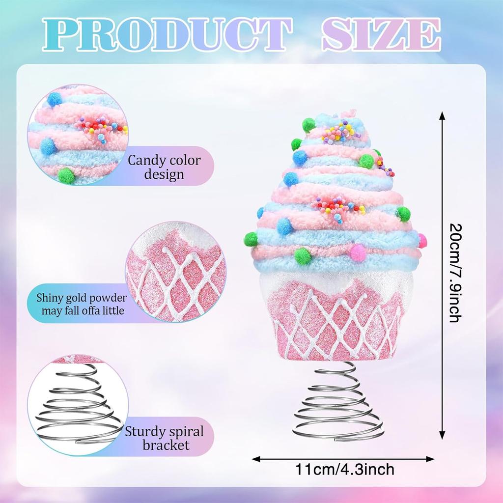 Pastel Cupcake Christmas Tree Topper Pink Cupcake Tree Topper Pastel Decor for Indoor Outdoor Xmas Tree Party