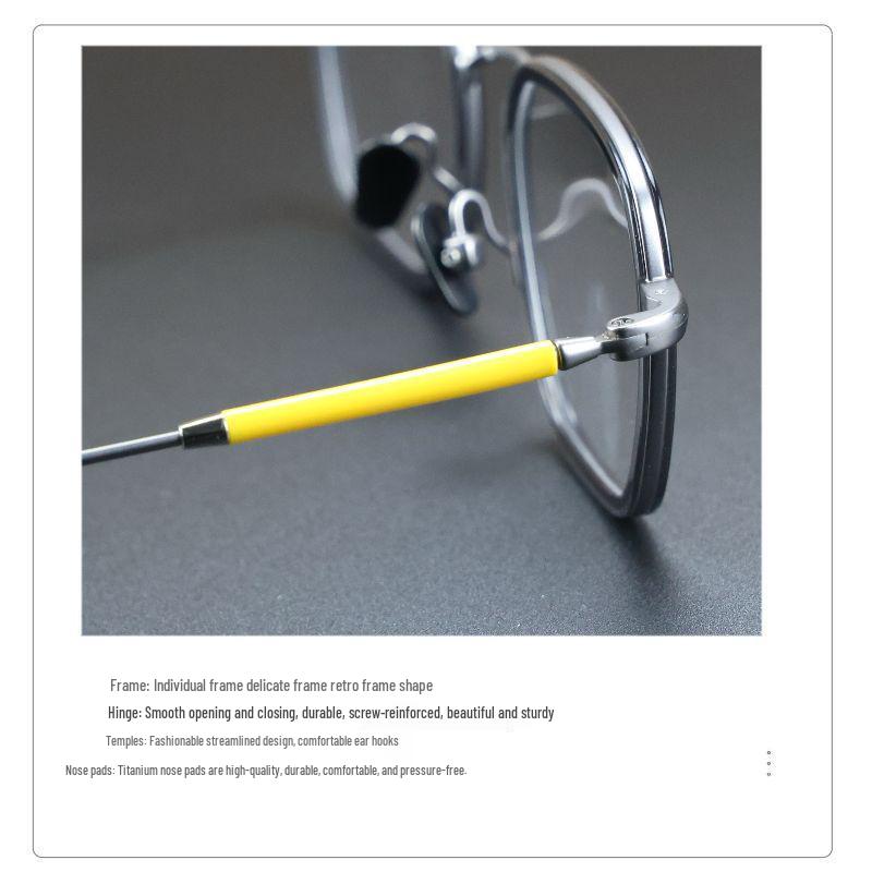 22002 Modische Vollrand-Brillenfassungen aus reinem Titan für Damen & Herren - Retro-Stil, Passform für großes Gesicht