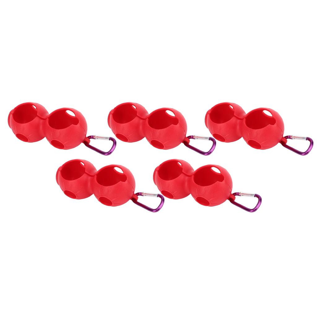 5Pcs Golf Ball Silicone Double Case Cover Portable Golf Ball Protective Holder Cover Red