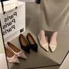 Casual gentle style, thin and heightened college style satin single shoes, women's autumn low-heeled elegant ladyshoes
