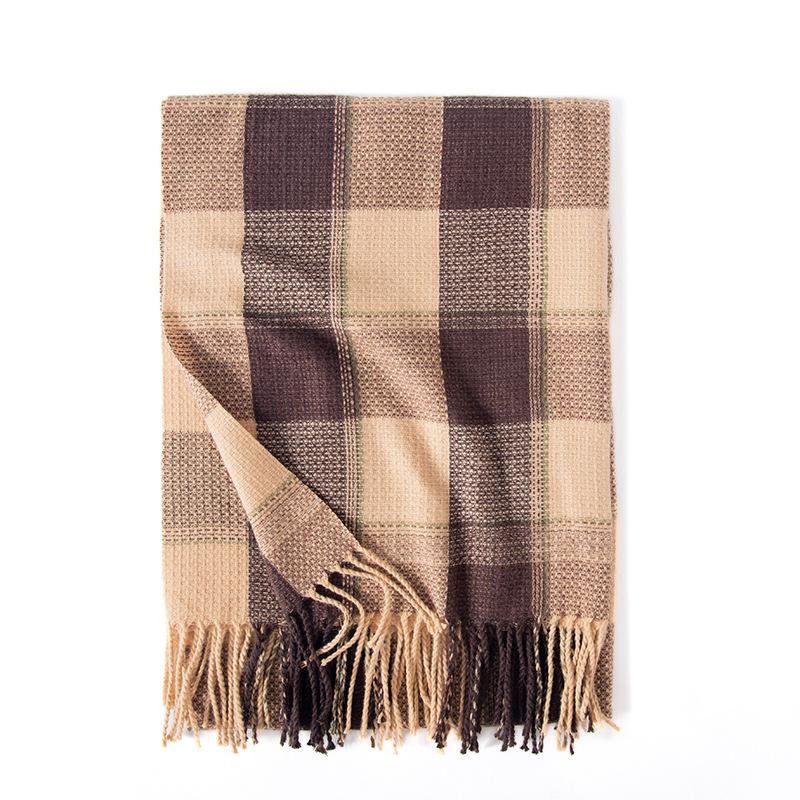 

Deqing Siyue клетчатый шарф женский зимний платок уличный контрастный цвет кисточки имитация кашемира шарф 65*180CM