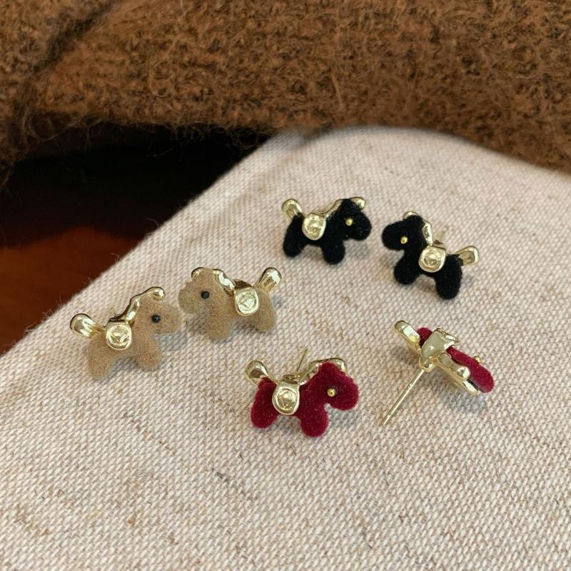 Unique Horse Shaped Flocking Earrings For Women Fashion Jewelry Comfortable Wear Accessories Stylish Gift Present