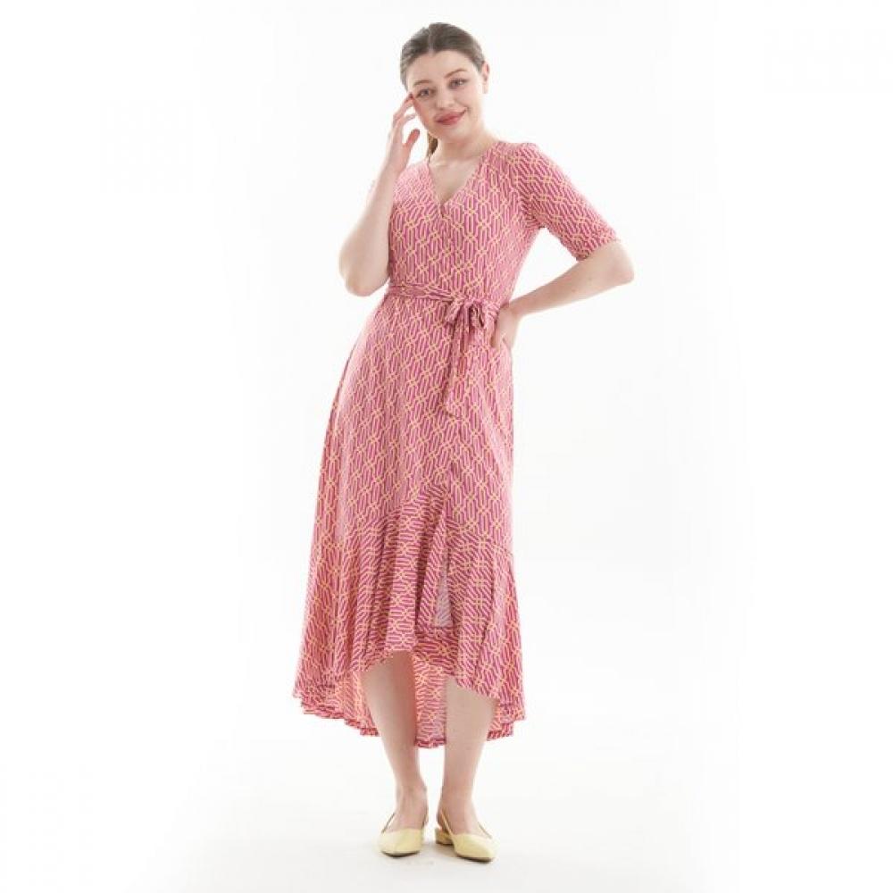 Lipbbam 3 4 Sleeve Frill Wrap Dress Ldm42or01