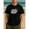 European sizes Retro Sweet and Cool Style Pure Versatile T-shirt | Checkerboard Ink-splashed Heart, Casual Fit
