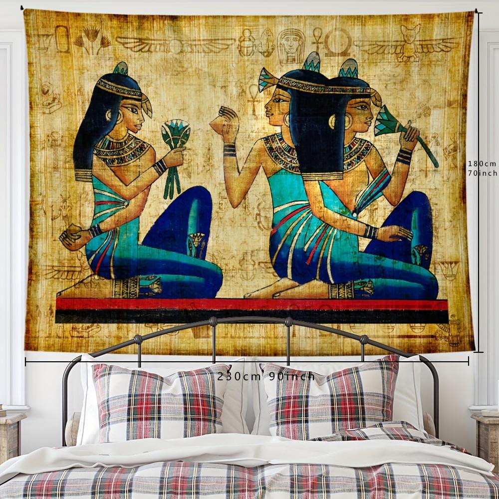VIKAMA Ancient Egyptian Papyrus Painting Tapestry Retro Pharaoh Maid Totem Mysterious Exotic Style Living Room Decoration