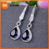 Huitan Elegant Blue Water Drop Shape Dangle Earring for Women Evening Party Delicate Wedding Anniversary Gift for Lover Earrings