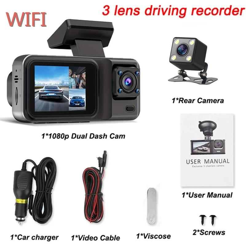 WIFI 3 Channel Dash Cam for Cars Camera Black Box 1080P Video Recorder Rear View Camera for Vehicle Car DVR car accessories