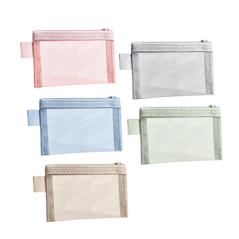 1Pc Portable Mini Zipper Mesh Storage Bag Coin Purse Small Square Mesh Coin Purse Travel Storage Carry Pouch With Zippered