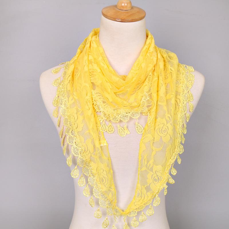 

Елегантна трикутна хустка з мережива з трояндою та китицею – корейський стиль хустка-шаль для жінок 48-148cm