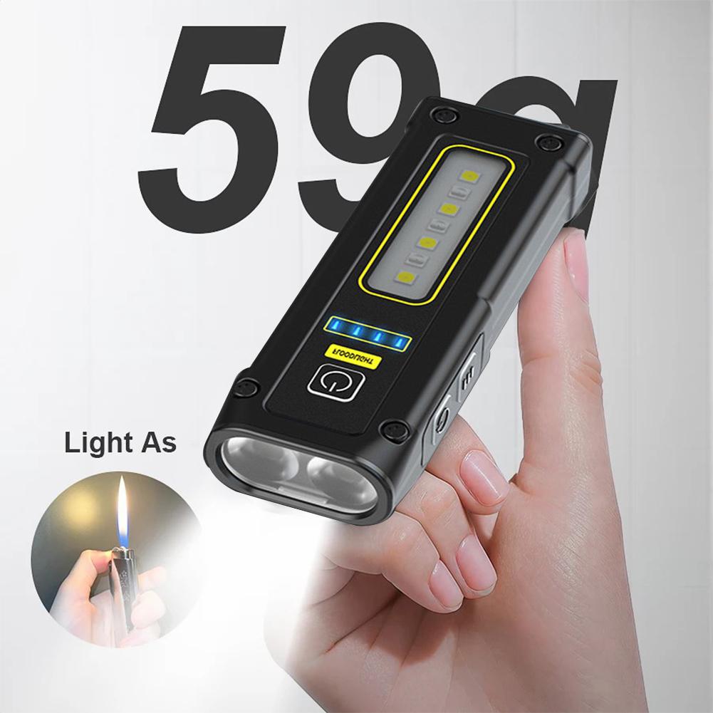 Portable Mini Flashlight High Power LED USB Rechargeable Tactical Flashlight with Strong Magnet Outdoor Emergency Lighting Torch