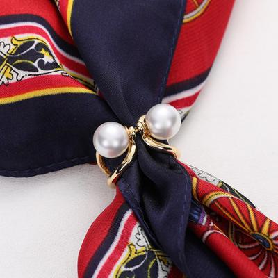 Stylová geometrická spona s hedvábným šátkem Umělá perla Světlá Luxusní Luxusní Módní Přezka s přezkou na opasek Doplňkem k outfitu