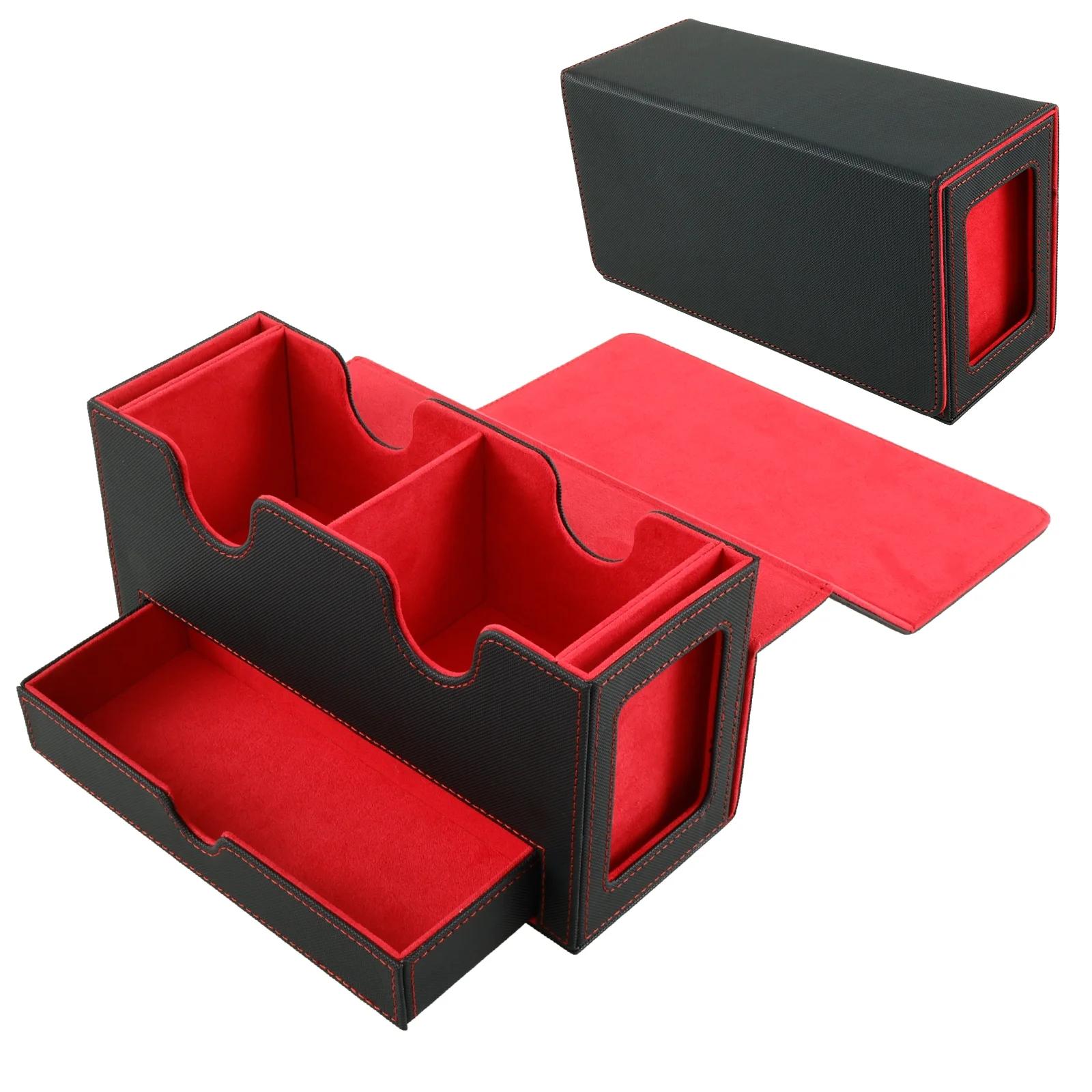 

Коробка для хранения карт из искусственной кожи, ящик для хранения карточек для настольных игр One Size