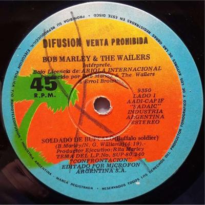 7inch Single BOB MARLEY THE WAILERS Buffalo Soldier 9350 Microfoon Zilver 1983 Argentinië Reggae Ska Dub Gebruikt