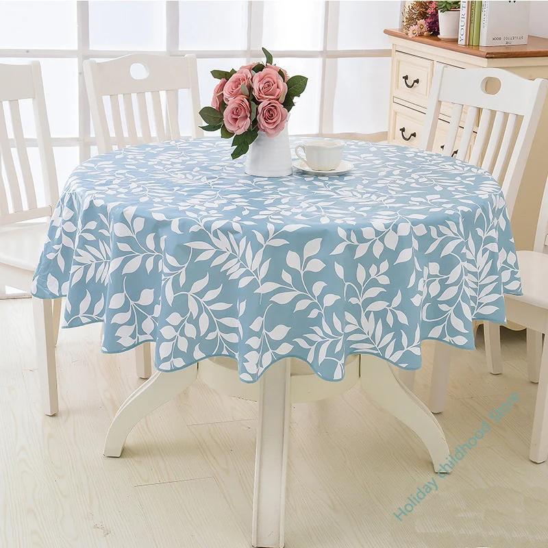 Round Table Cloth Environmental Protection Plush Plastic Tablecloth PVC Tablecloth Waterproof, Oil Proof and Washable