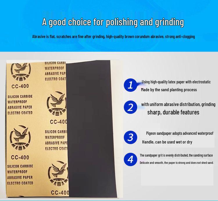Flying Pigeon Water-Resistant Sandpaper for Metal, Wood, and Wall Polishing