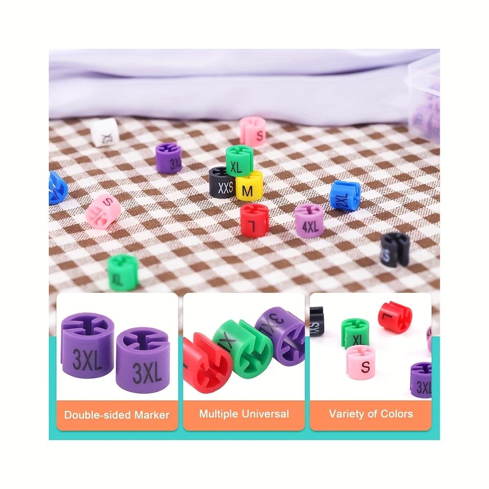 405Pcs/set Color-Coded Clothes Hanger Markers 9 Sizes (XXS - 4XL) Plastic Garment Size Tags with Storage Box for Clothes