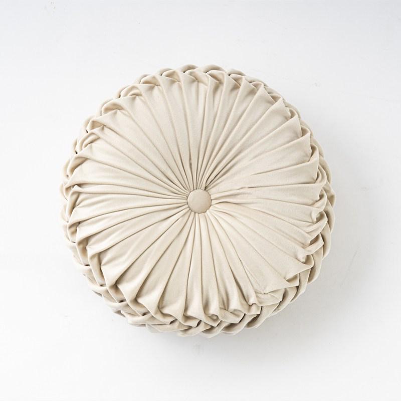 Velvet Pumpkin-Shaped Lumbar Pillow Cushion - Solid Color, Hand-Sewn.