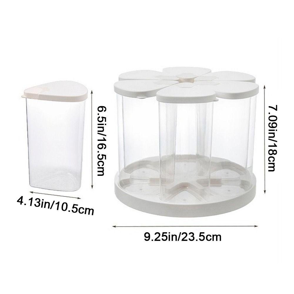 6 Pieces Food-Grade 6 Grids Grain Storage Box Airtight Rotating Rice Container  Home Use