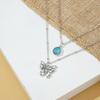 Silver Color Shining Crystal Butterfly Pendant Necklaces Double Layer Pendant Clavicle Choker For Women Jewelry Gifts