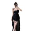 Spice girl super fairy lotus leaf edge mesh suspender dress women's summer seaside vacation atmosphere senior irregular short skirt