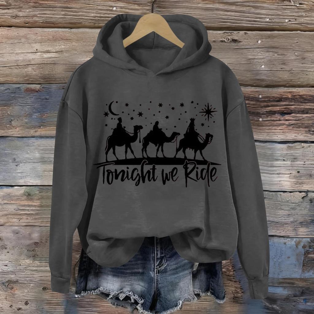 Damen Kapuzenpullover mit Aufdruck, lässig, langärmelig