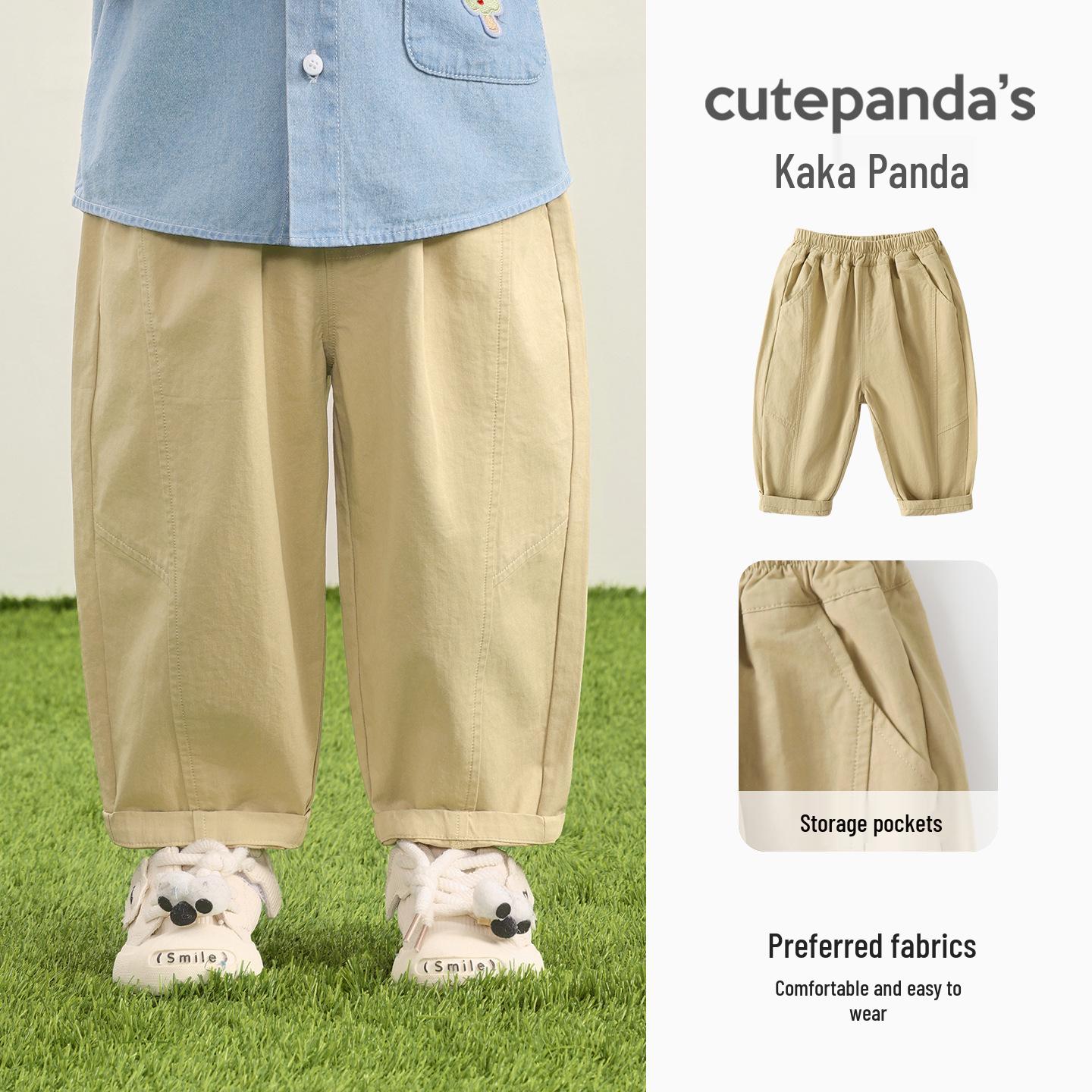 

Kaka Panda Kids Cotton Casual Pants - Spring & Autumn Trousers for Boys & Girls 100 cm хакі