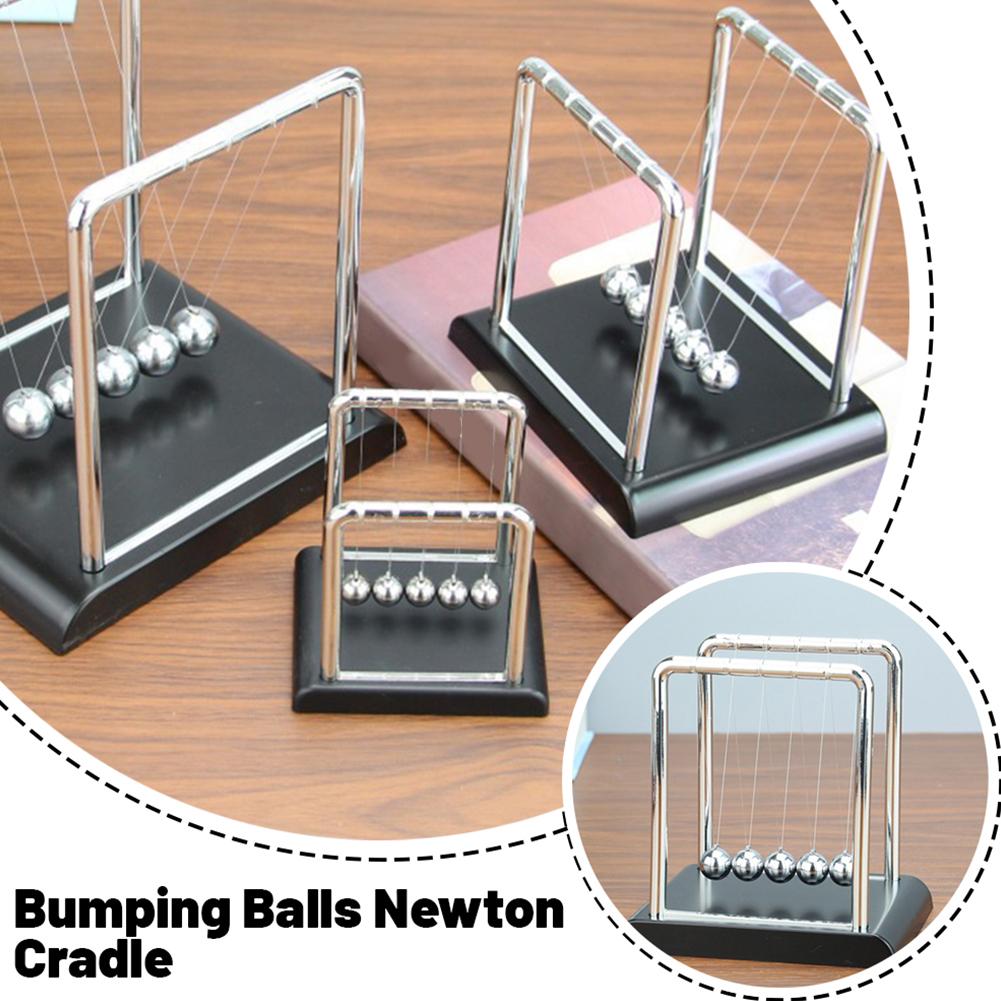 9/14/18cm Alloy Square Newton Cradle Perpetual Motion Collision Balls Stress Relief Toy Creative Desktop Ornament Student Gift