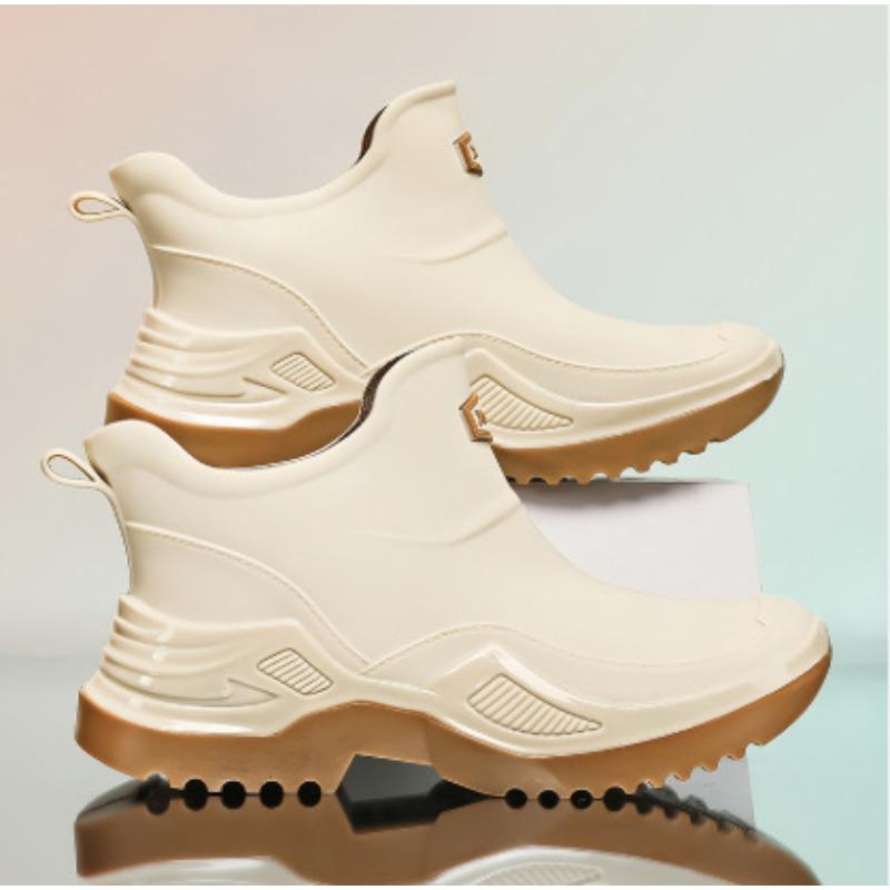 Men's 36-46 Size Large Size Waterproof Short-tube Rain Boots Fashion Casual Thick-soled Water Shoes Outdoor Wear-resistant Boat Shoes