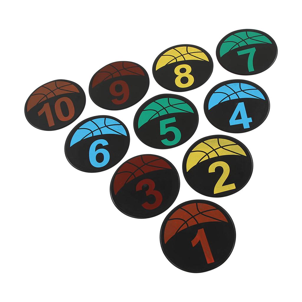 Flat Cones Spot Markers Numbered Floor Spot Markers Set Soccer Basketball Sports Speed Agility