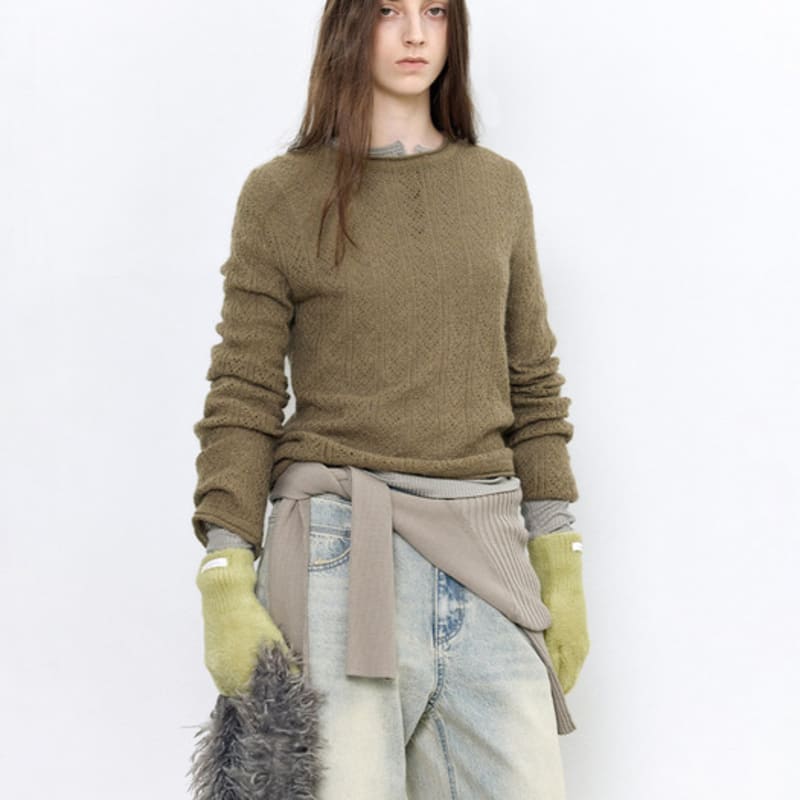 INSILENCE WOMEN Feather Finger Gloves GREEN