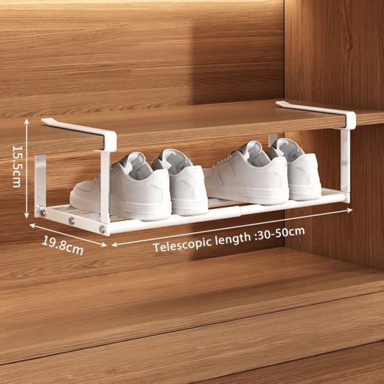 Telescopic Shoe Rack Adjustable Cabinet Storage Hanging Shelf Organizer Multi-Functional No-drill Vertical Shoe Organizer