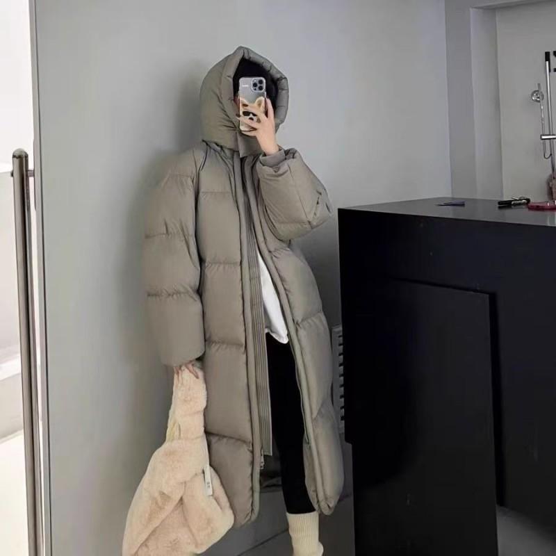 Womens Oversized Puffer Coat Winter Long Parka With Hood Loose Fit College Style Thick Cotton Filled Jacket