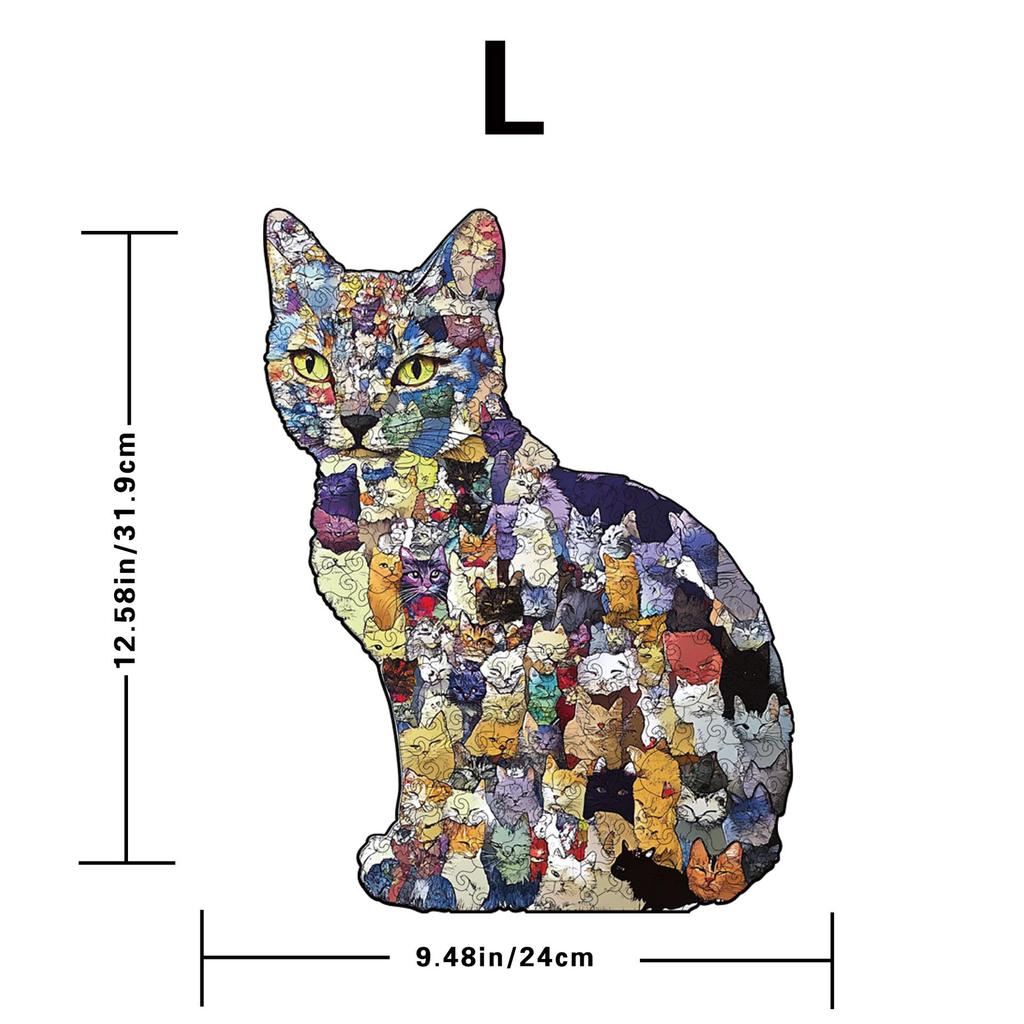 Cat Jigsaw Puzzle: Wooden Irregular Shapes with Piggy Bank Function