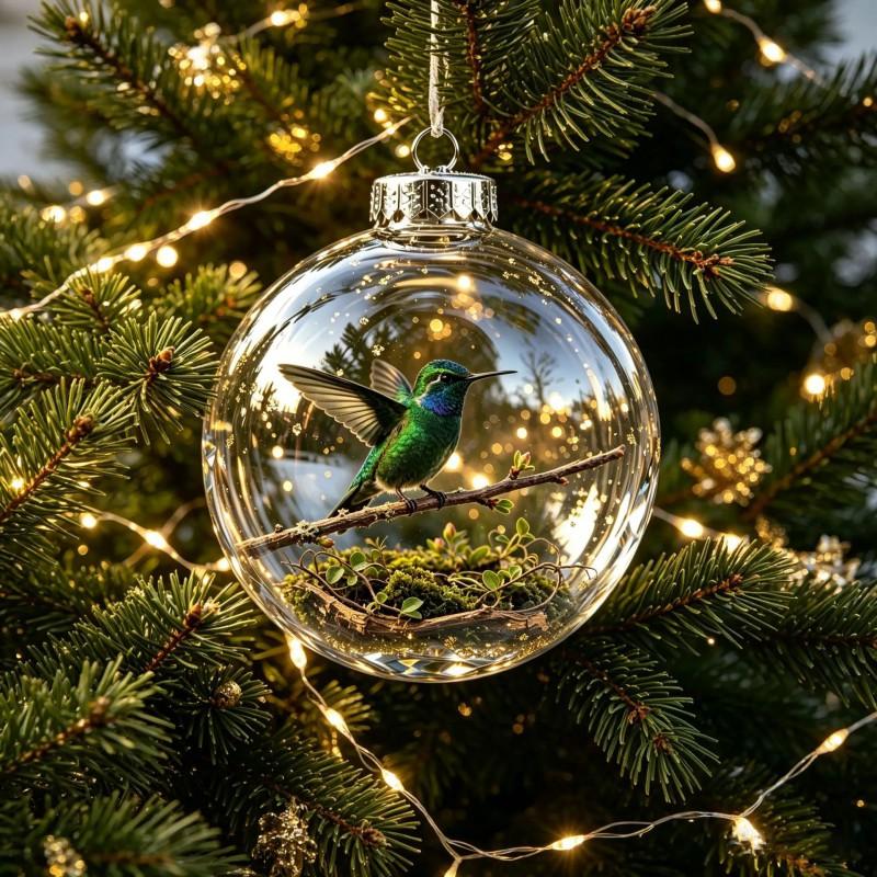 7cm PET Hummingbird Ornament Christmas Tree Wall Hanging Decor Modern Minimalist Holiday Decoration
