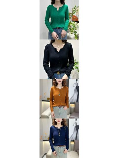 Versatile Korean-Style Ribbed Knit Cardigan - Spring & Autumn Long Sleeve Sweater with Round Neck