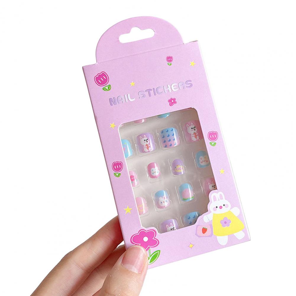 Kids Fake Nails Easy-to-apply Kids Nails Kawaii Kids Fake Nail Art Stickers Set Creative Diy Nail Kit for Fashionable Nail