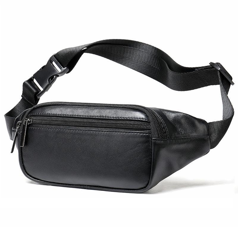 

Сумка-пояс из овчины, мужская кожаная нагрудная сумка, мужская сумка через плечо, водонепроницаемая сумка через плечо в стиле ретро чёрный