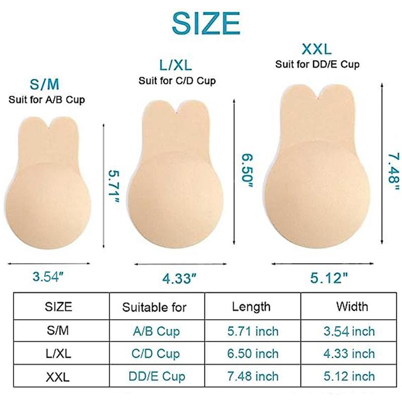 Women Breast Lift Tape Silicone Adhesive Bra Strapless Backless Rabbit Ear Pasties Nipple Cover