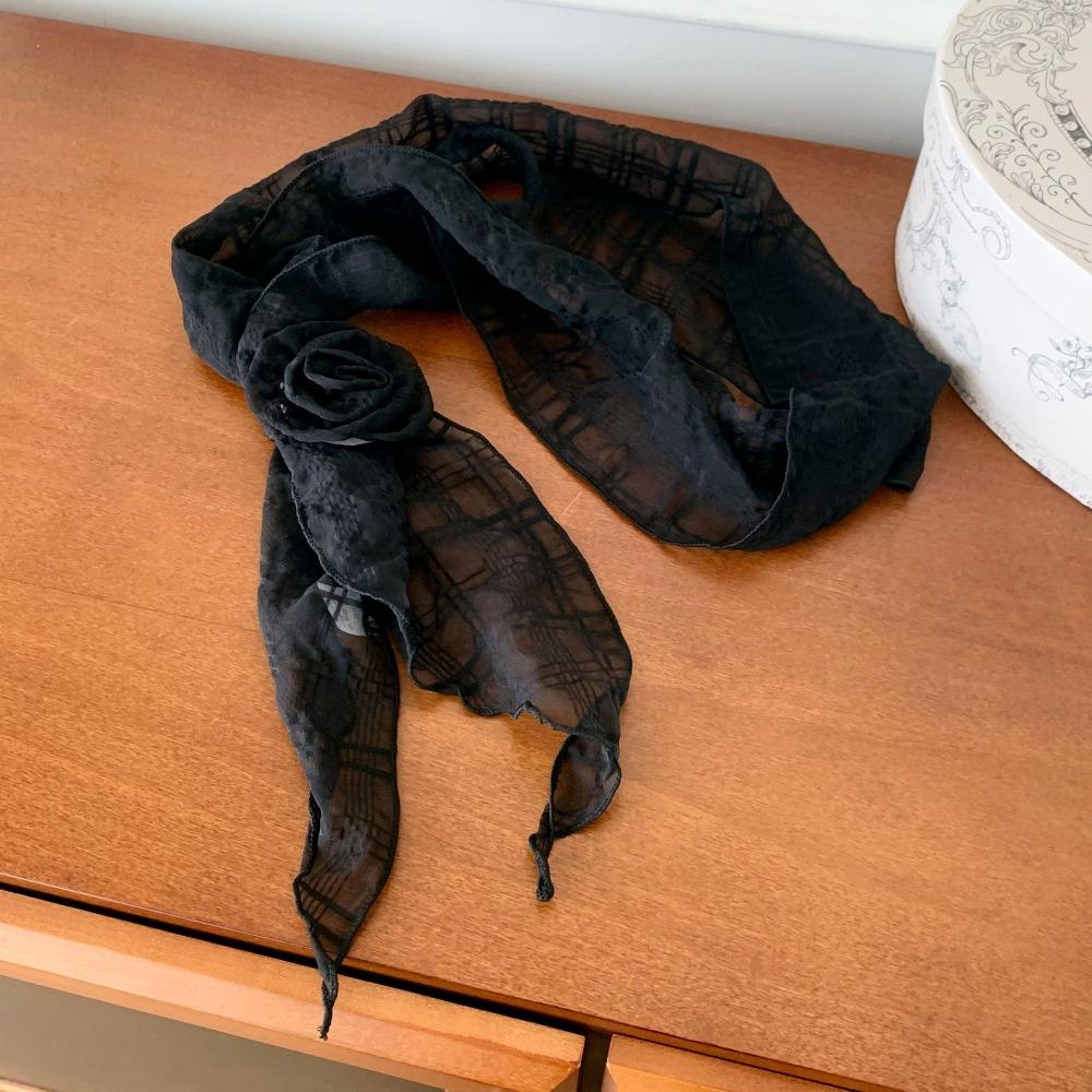 Solid Color Neck Kerchief Lightweight Photo-Ready Shawl New Women s Chiffon Scarf  Neck Wear чёрный