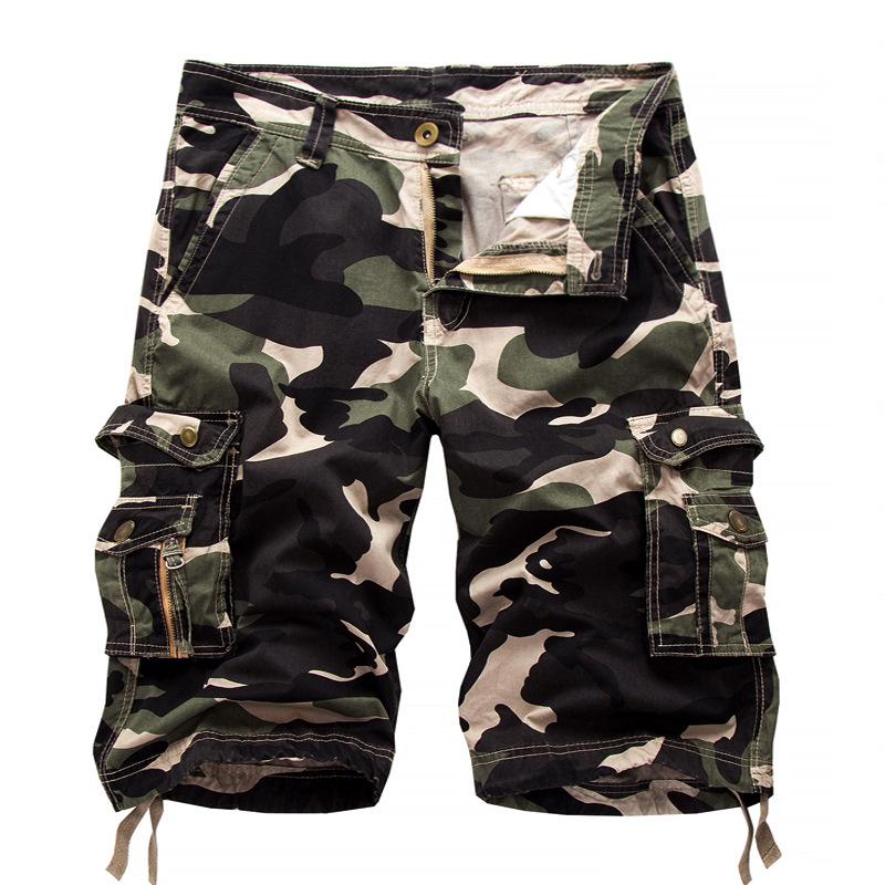 2025 Men's Multi-Pocket Cargo Camouflage Mid-Length Shorts for Casual and Sports Activities
