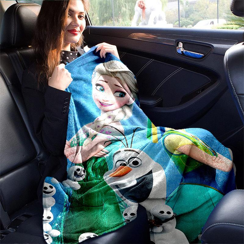 1pc. Elsa & Anna Frozen Fever Snowflakes Blanket, Home Office Outdoor Gift for Kids and Adults