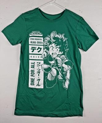 Size XS - My Hero Academia Deku Izuku One For All Graphic T-Shirt Green Anime